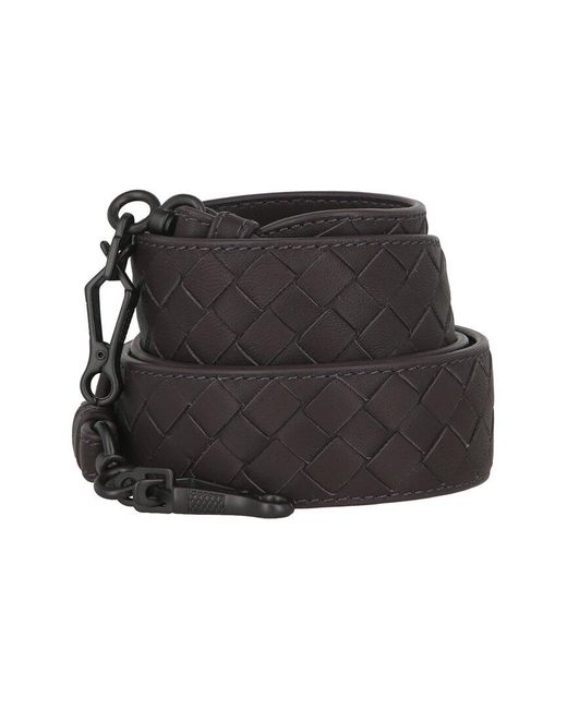 Bottega Veneta Black Intrecciato Woven Leather Handbag Strap