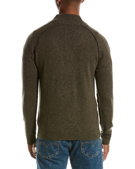 NAADAM Green Wool & Cashmere-blend 1/4-zip Mock Sweater for men