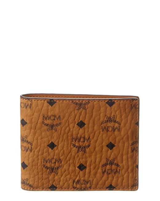 MCM Synthetic Visetos Bifold Card Holder in Brown | Lyst