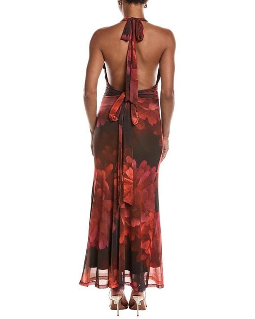 Bardot Red Elera Printed Mesh Maxi Dress