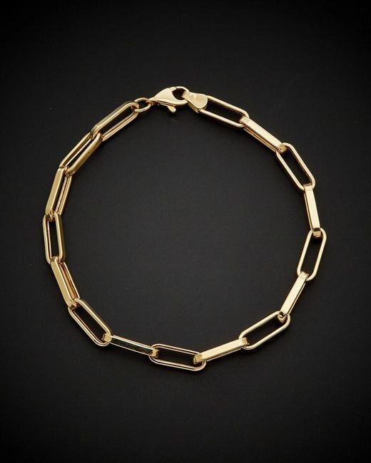 Italian Gold Black 14k Polished Paperclip Chain Bracelet