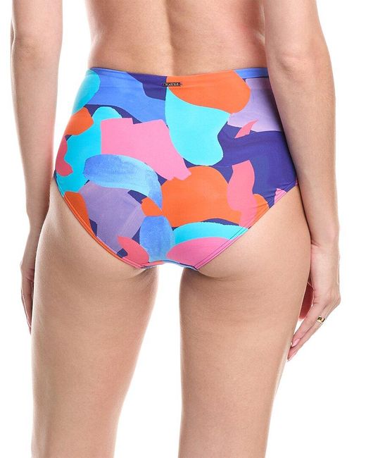 Sea Level Blue Paintball High-Waist Gathered Bikini Bottom