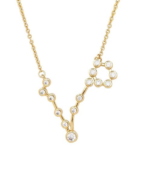 Sterling Forever Metallic When Stars Align Constellation Sign 14K Plated Cz Necklace