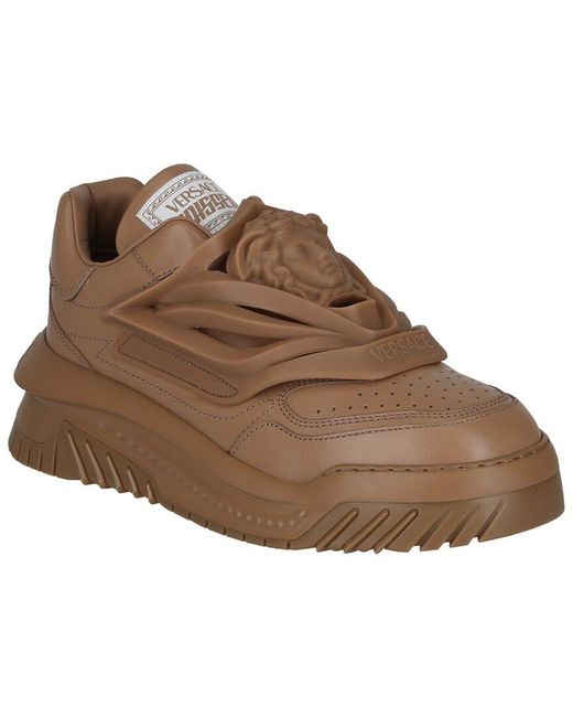 Versace Brown Leather Sneakers for men