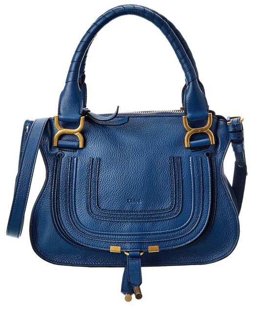 Chloé Marcie Small Leather Satchel in Blue | Lyst