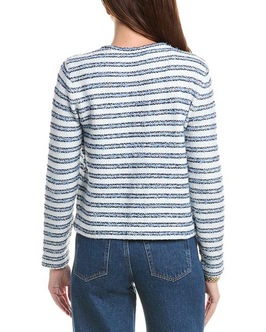 St. John Blue Novelty Knit Wool-Blend Jacket
