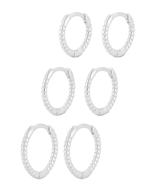 Glaze Jewelry White Silver Triple Hoops