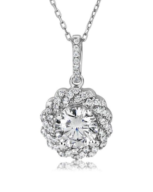 Suzy Levian CZ Jewelry Metallic Suzy Levian Silver Cz Solitaire Pendant