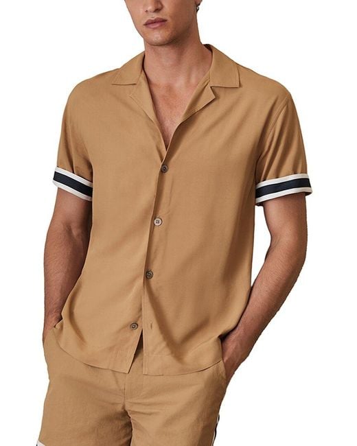 Reiss Brown Valbonne Stripe Tape C Casual Shirt for men