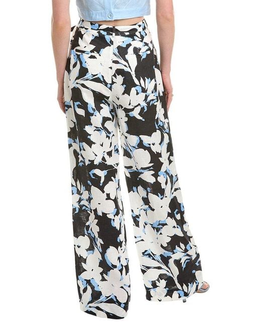 Nicholas White Calista Belted Wide Leg Linen-Blend Pant