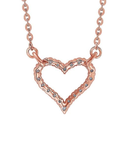 Suzy Levian Metallic 14k Rose Gold 0.25 Ct. Tw. Diamond Heart Necklace