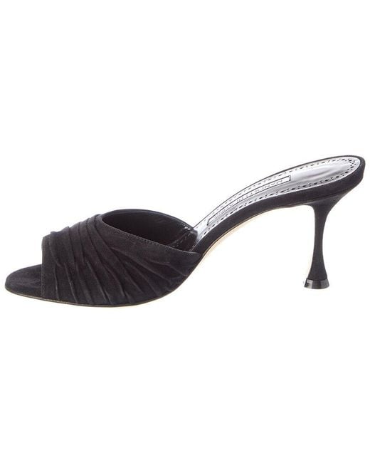 Manolo Blahnik Blue Pirua 70 Suede Sandal