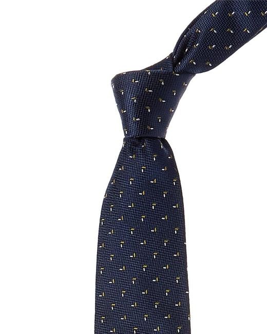 Boss Dark Blue Allover Pattern Silk Tie for men
