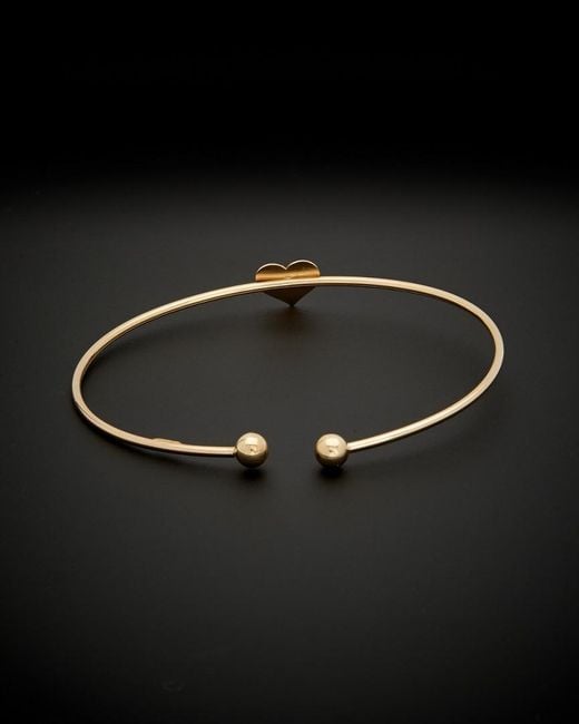 Italian Gold Black 14k Heart Open Cuff