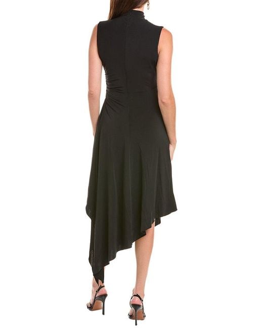 Halston Heritage Black Layla Side Drape Midi Dress