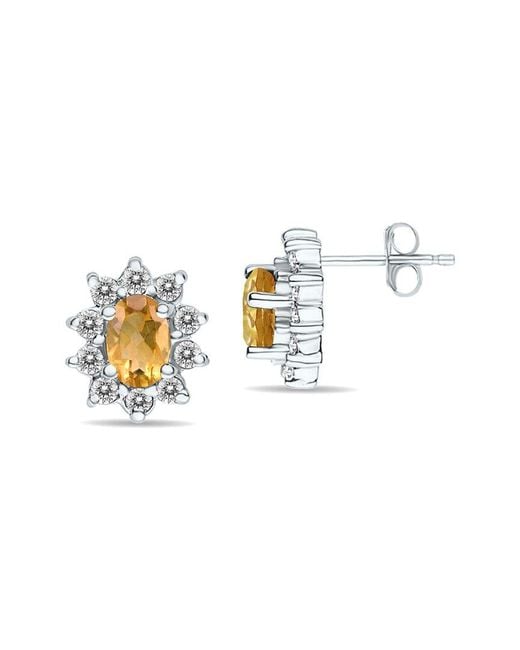 Gem Spark White 14k 1.60 Ct. Tw. Diamond & Citrine Earrings