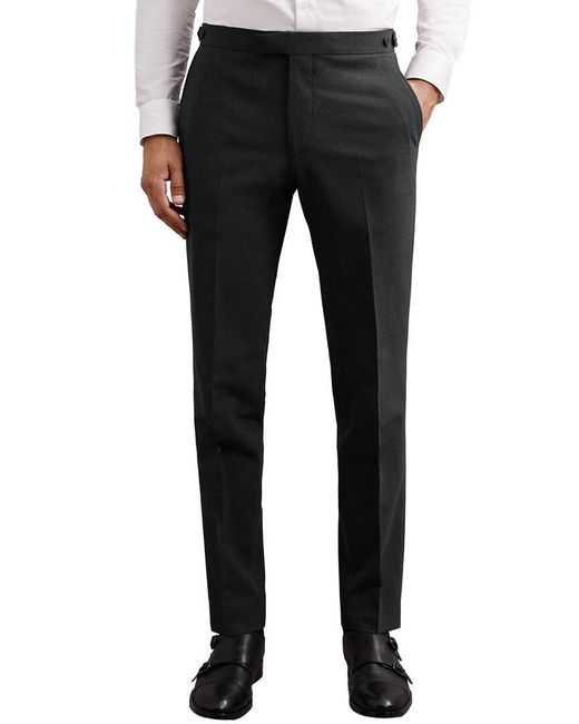 Reiss Black Promise Plain Weave Wool-Blend Trouser for men