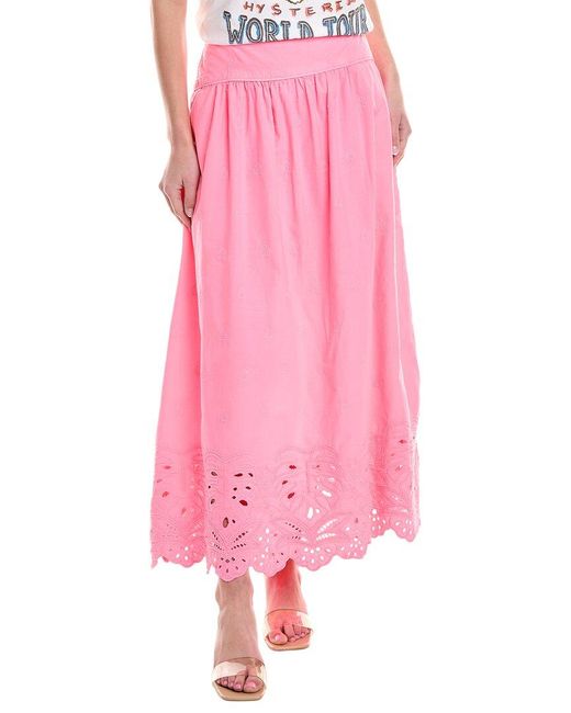 Farm Rio Pink Embroidered Maxi Skirt