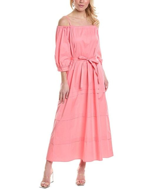 Peserico Pink Off-the-shoulder Maxi Dress