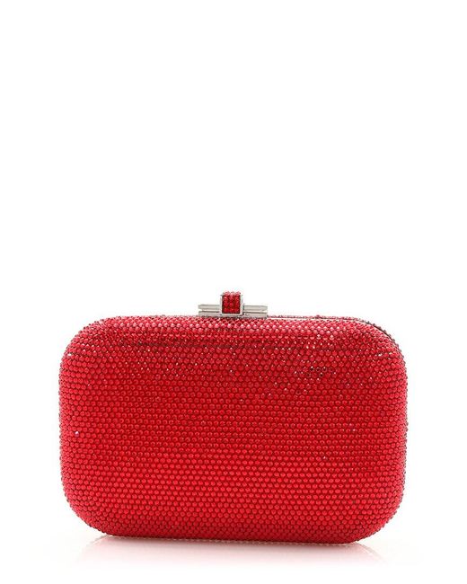 Judith Leiber Red Slide Lock Clutch