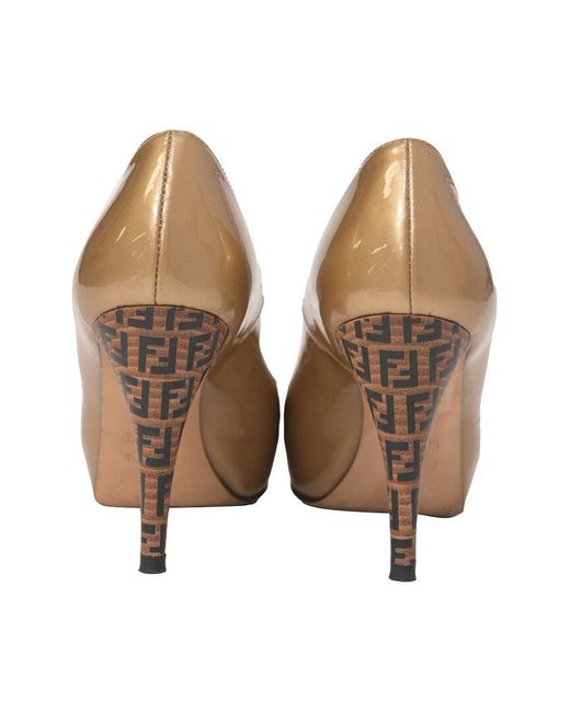 Fendi Natural Patent Leather Ff Logo Pump (authentic Pre-loved)