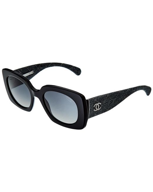 Chanel Ch5406 C501/s8 53mm Sunglasses in Black | Lyst