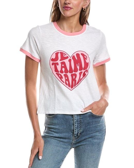Cinq À Sept White Je Taime Paris Shrunken Ringer T-Shirt
