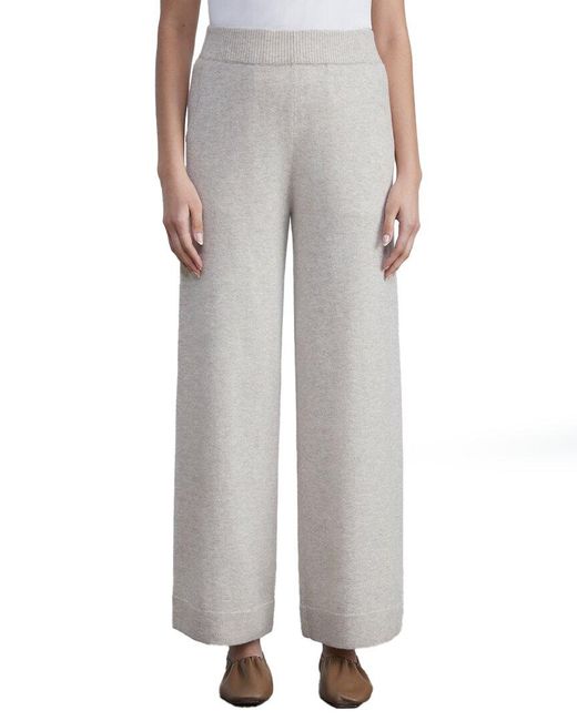 Lafayette 148 New York Gray Pull On Wool & Cashmere-blend Wide Leg Pant