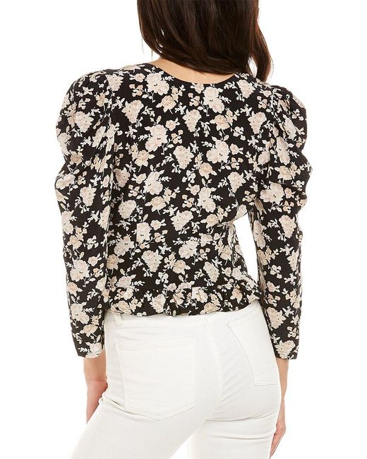LoveShackFancy Black Louis Silk Blouse