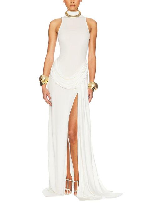 Adele Berto White Solid Maxi Dress