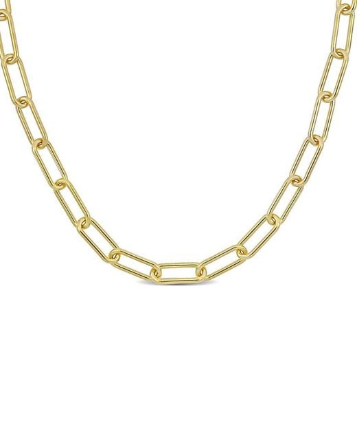 Italian Silver Metallic 18k Over Paperclip Chain Necklace