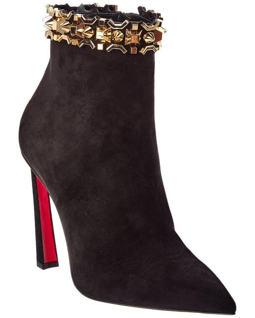 Christian Louboutin Black Astrospikes 100 Suede Bootie