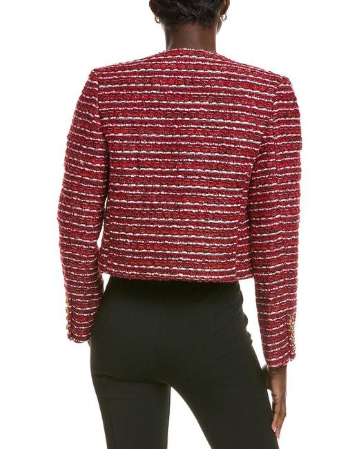 Endless Rose Red Tweed Wool-Blend Jacket