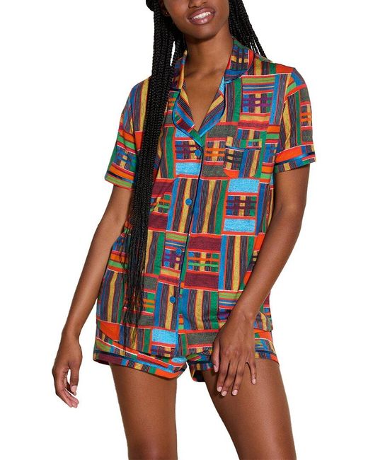 Cosabella Red Bella Printed Top & Boxer Pj Set