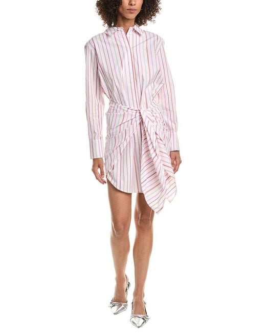 10 Crosby Derek Lam Pink Trish Striped Tie Waist Shirtdress