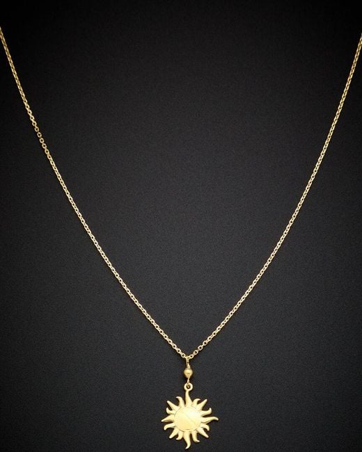 Italian Gold Black 14k Sun Pendant Necklace