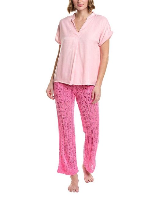 ANNA KAY Pink 2pc Butterfly Top & Pant Set