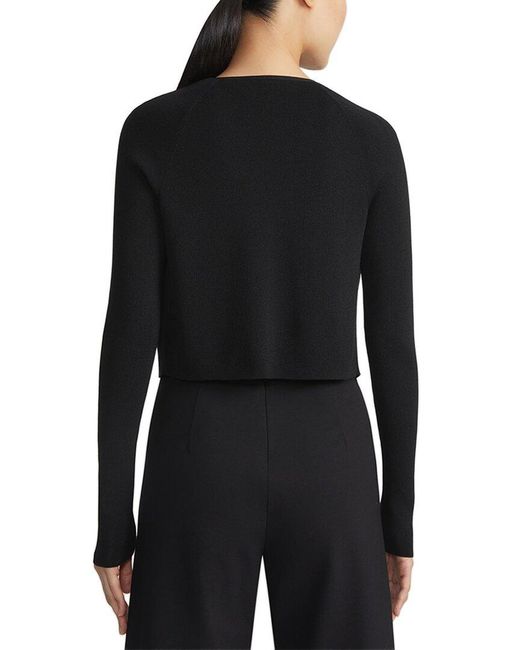 Lafayette 148 New York Black Cropped Open Front Silk-Blend Cardigan