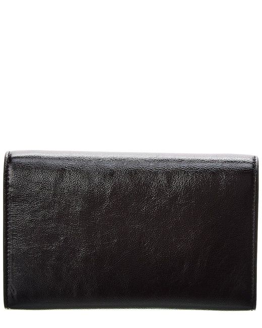 Saint Laurent Black Uptown Leather Wallet On Chain
