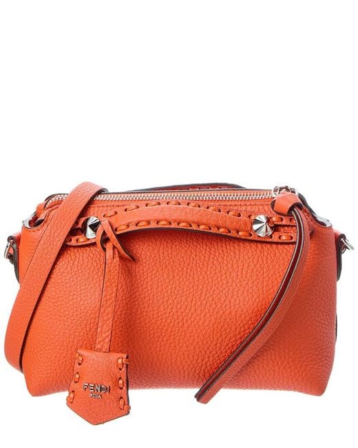 Fendi Orange By The Way Selleria Mini Leather Satchel