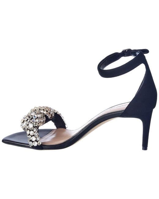McQueen Black Crystal Embellished Suede Sandal