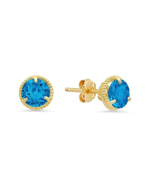 MaxColor 14k 1.50 Ct. Tw. Blue Topaz Halo Studs