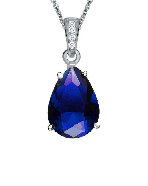 Genevive Jewelry Blue Silver Cz Necklace