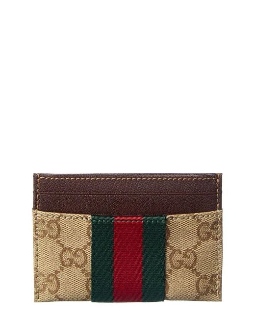 Gucci Brown Web Gg Canvas & Leather Card Case