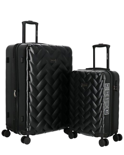 Roberto Cavalli Black Molded Quilt Collection 2pc Expandable Luggage Set