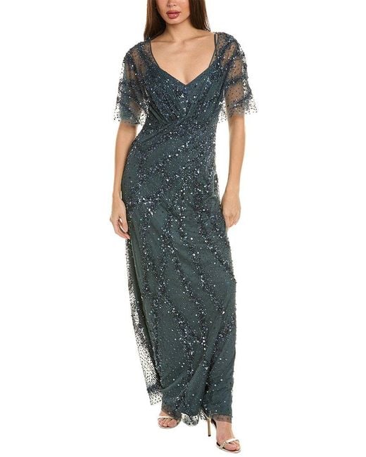 THEIA Blue Embellished Gown