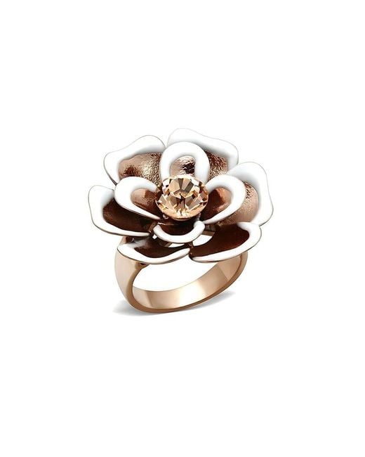 Alamode Jewelry White Rose Gold Plated Ring