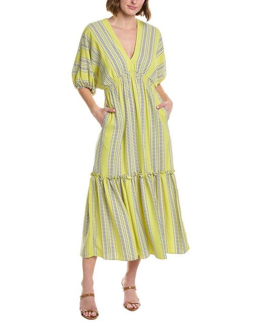 Taylor Yellow Printed Midi Dress