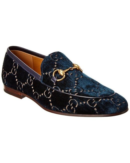 Gucci Blue Jordaan GG Velvet Loafer for men