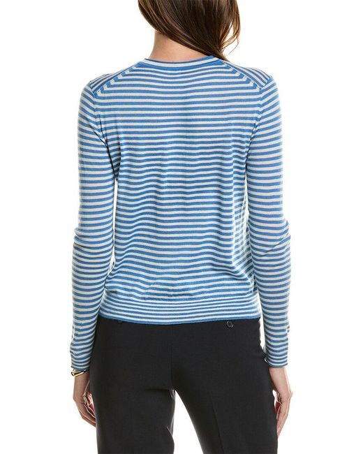 Lafayette 148 New York Blue Striped Cashmere Sweater